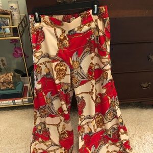 Red flowy wide leg pants